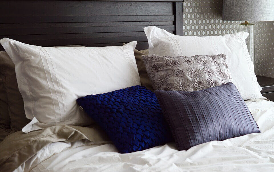 pillows on the bed