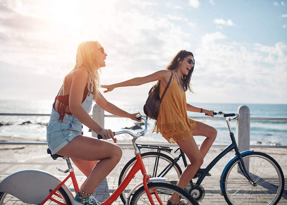 girls riding bikes