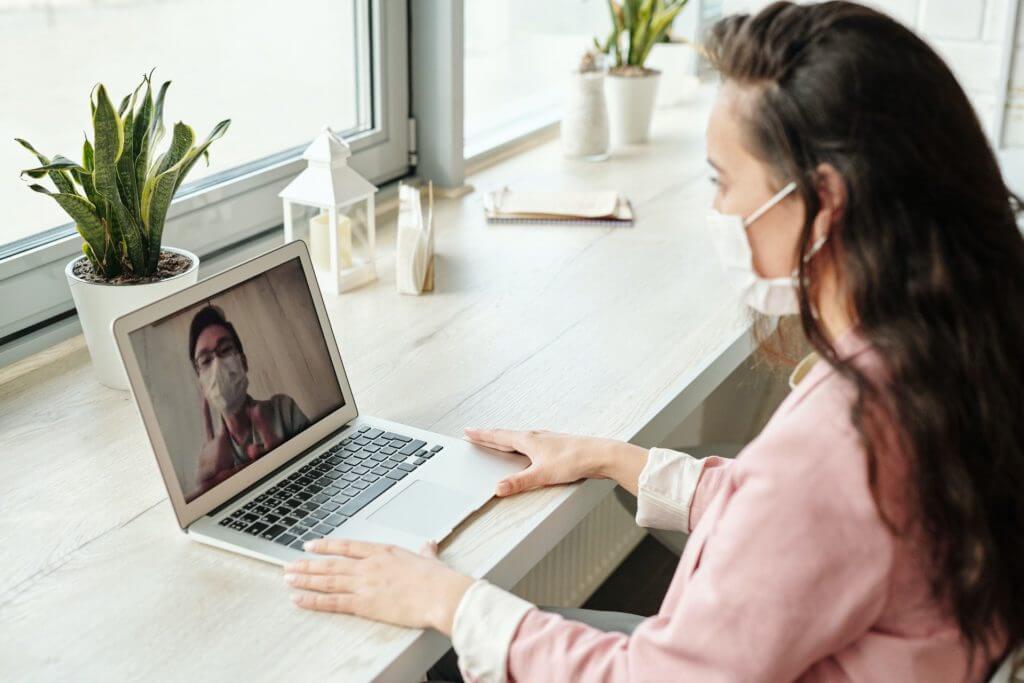 Girl talking to the man on a video call