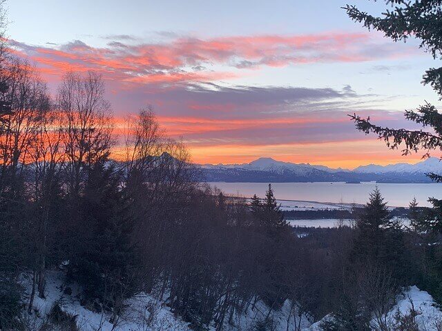 Homer, Alaska during the sunset