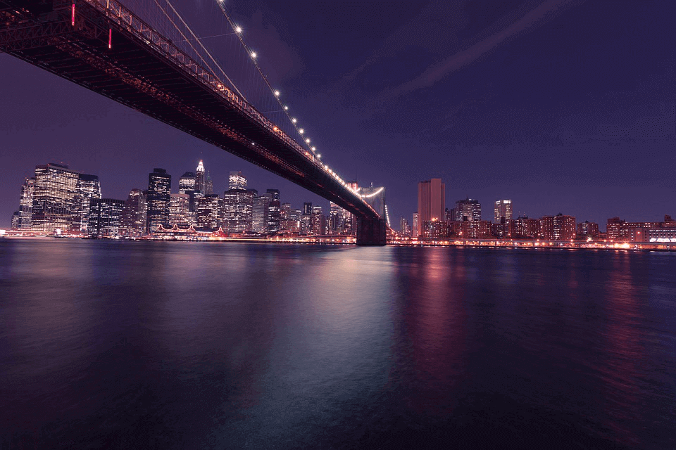big bridge at night