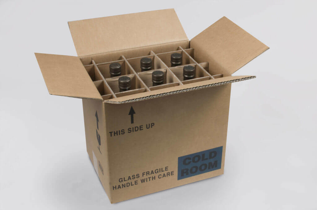Crates with dividers for packing bottles
