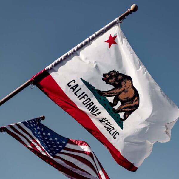 Usa and California flags