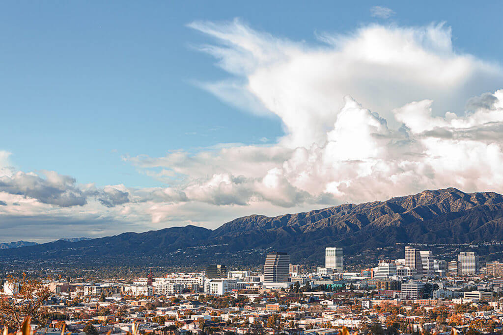 big clouds over a landscape of Los Angeles