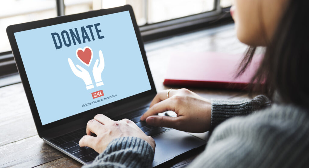 Donate on a laptop