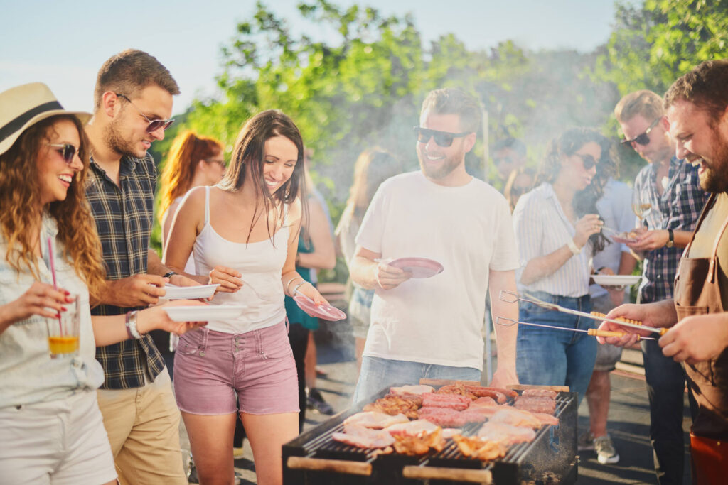 People at a barbecue 
