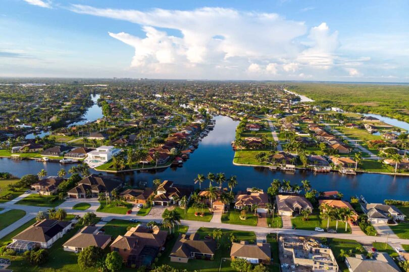 Aerial view of Cape Coral, Florida